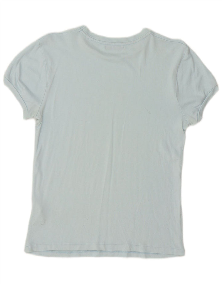 Zara Damen T-Shirt Top UK 10 Small Blaue Viskose