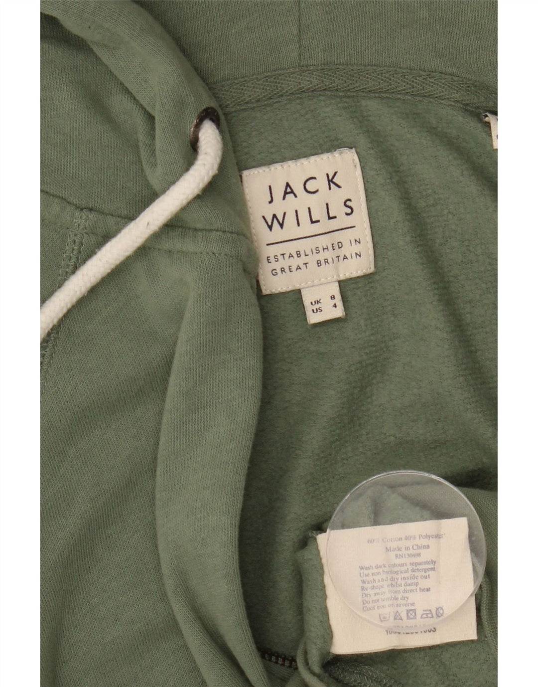 JACK WILLS Damen-Kapuzenpullover mit Reißverschluss, Gr. 8, grün, Baumwolle