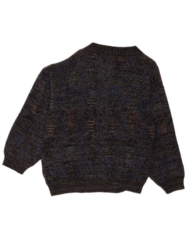 Vintage Herren-Cardigan-Pullover, große marineblau gefleckte Wolle