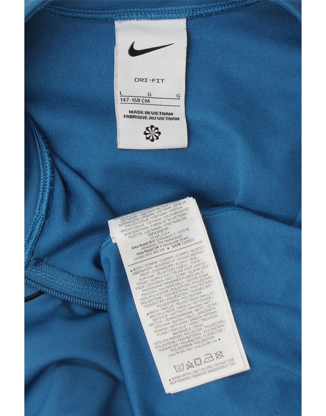 Nike Dri Fit Full-Trainingsanzug für Jungen, 12–13 Jahre, Größe L, Blau, Farbblock