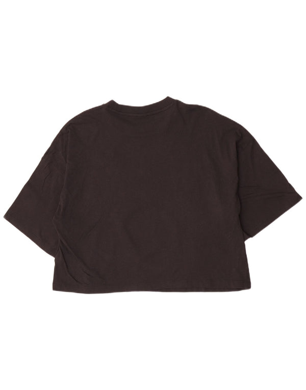 Puma Damen Crop T-Shirt Top UK 16 Large Schwarz Baumwolle