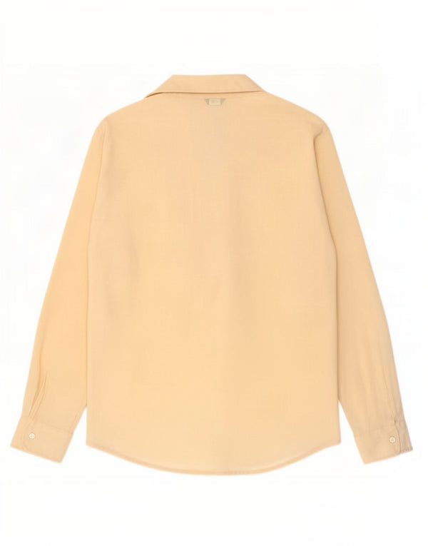 Benetton Damen Durchsichtige Hemdbluse IT 42 Mittelbeige Polyester