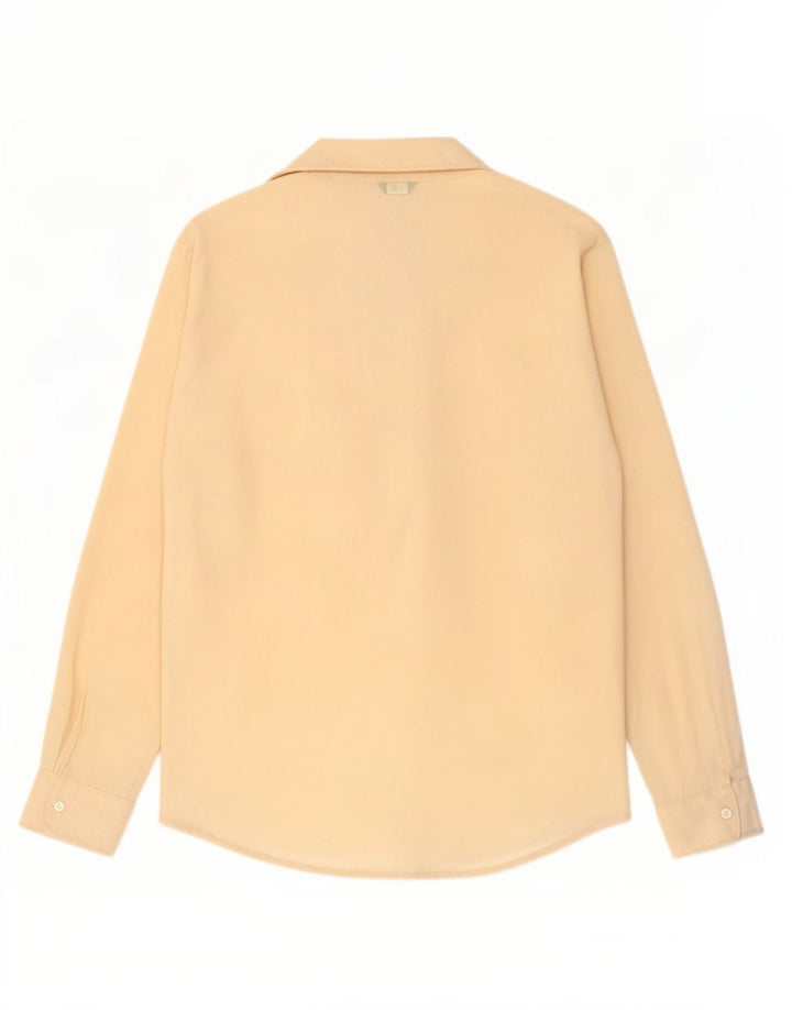 Benetton Damen Durchsichtige Hemdbluse IT 42 Mittelbeige Polyester