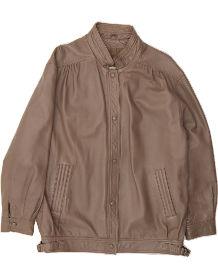 ANTARTEX Womens Leather Jacket UK 14 Large Grey Leather Vintage Antartex and Second-Hand Antartex from Messina Hembry 