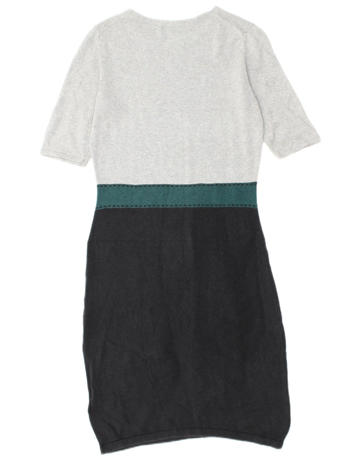 HOBBS Damen-Pulloverkleid mit kurzen Ärmeln, Gr. 10, Größe S, Grau, Colourblock-Seide