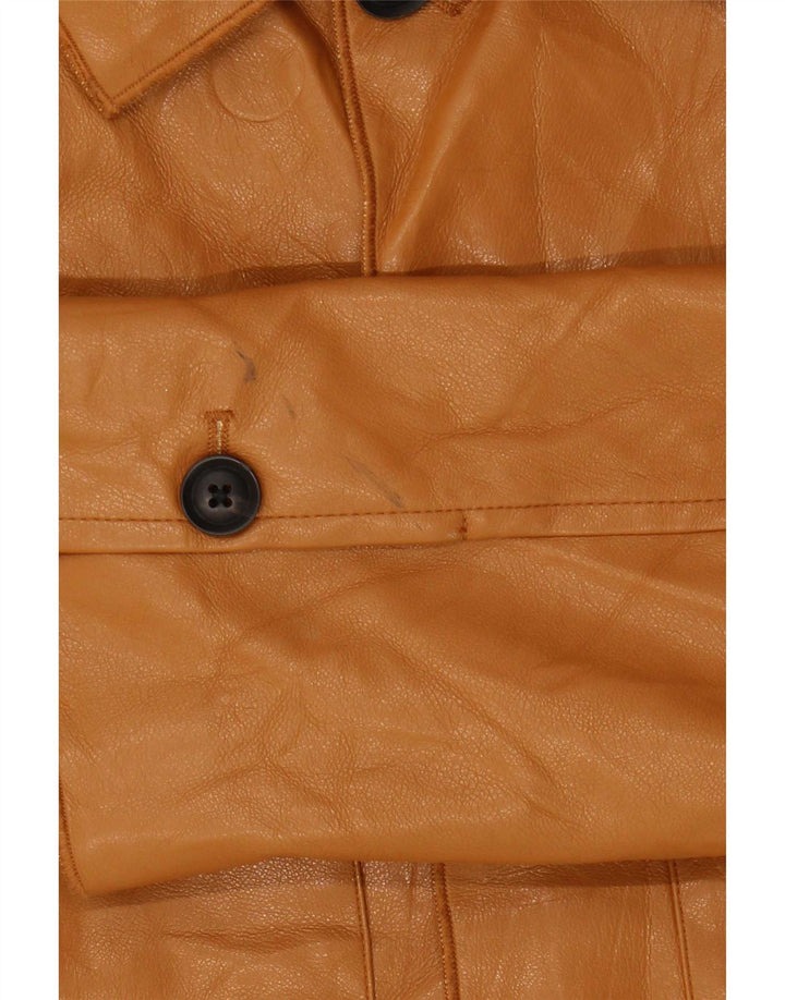 Zara Herren Kunstlederjacke UK 36 Small Braunes Polyurethan
