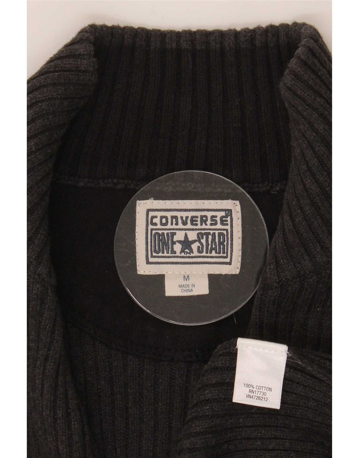 Converse Herren-Pullover mit Reißverschluss am Hals, mittelgraue Baumwolle