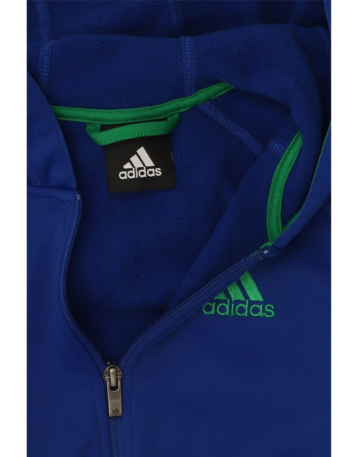 ADIDAS Jungen-Kapuzenpullover mit Reißverschluss, 10–11 Jahre, blaues Polyester