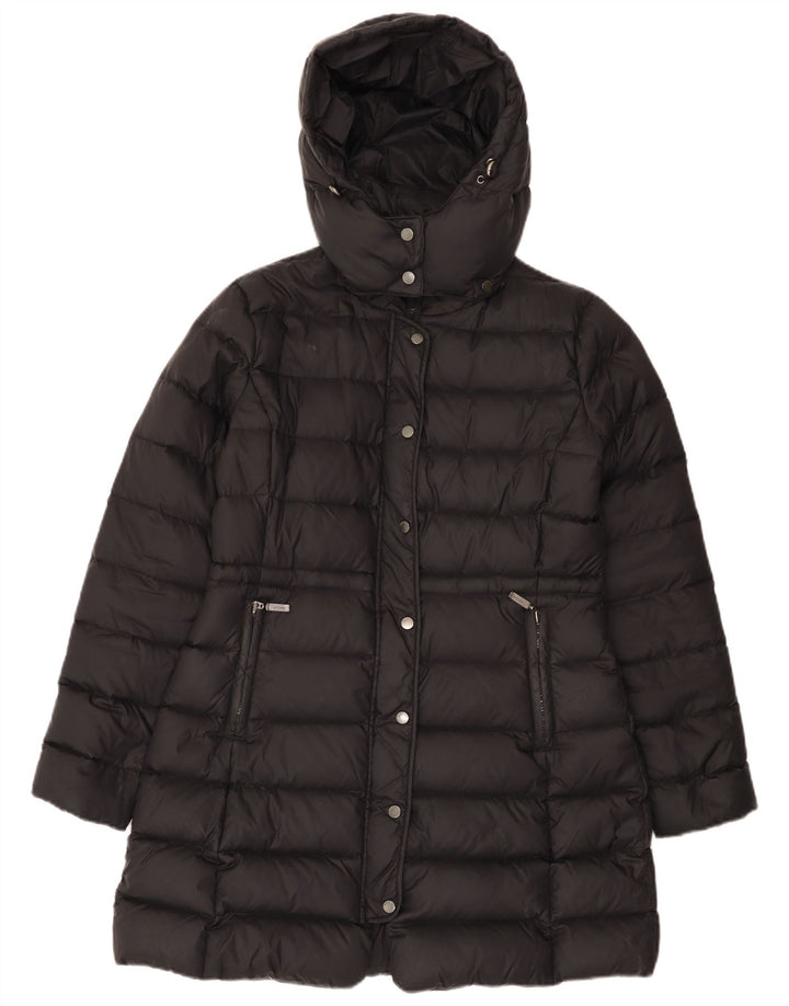 Benetton Womens Hooded Padded Coat UK 14 Medium Black Polyamide