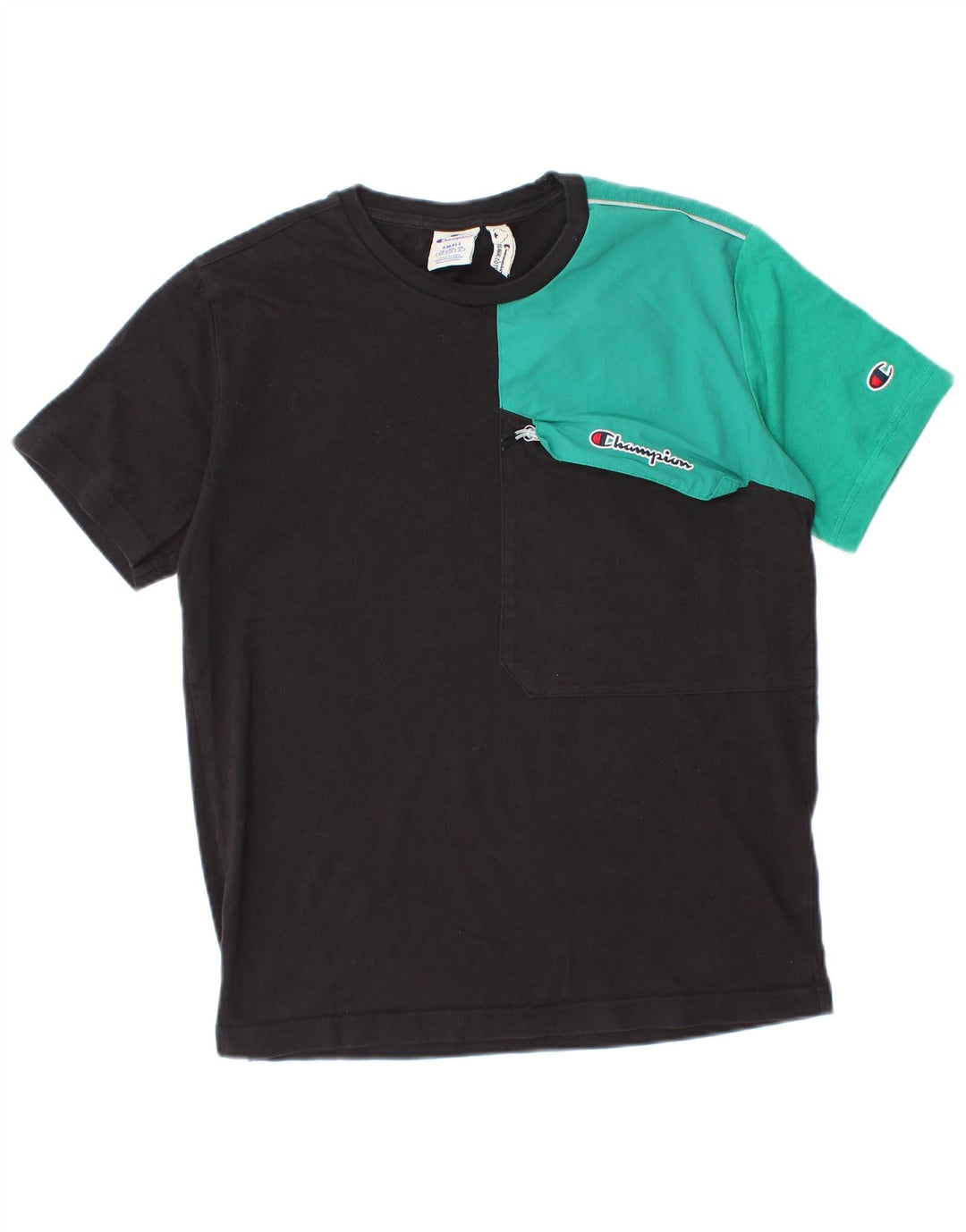 Champion Herren T-Shirt Top Small Schwarz Colourblock Baumwolle