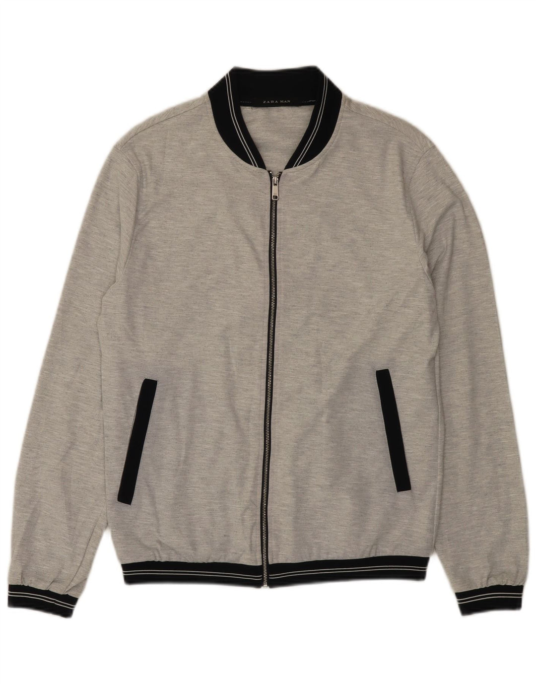 Zara Herren-Trainingsanzug-Oberteil, Jacke, klein, grau geflecktes Polyester