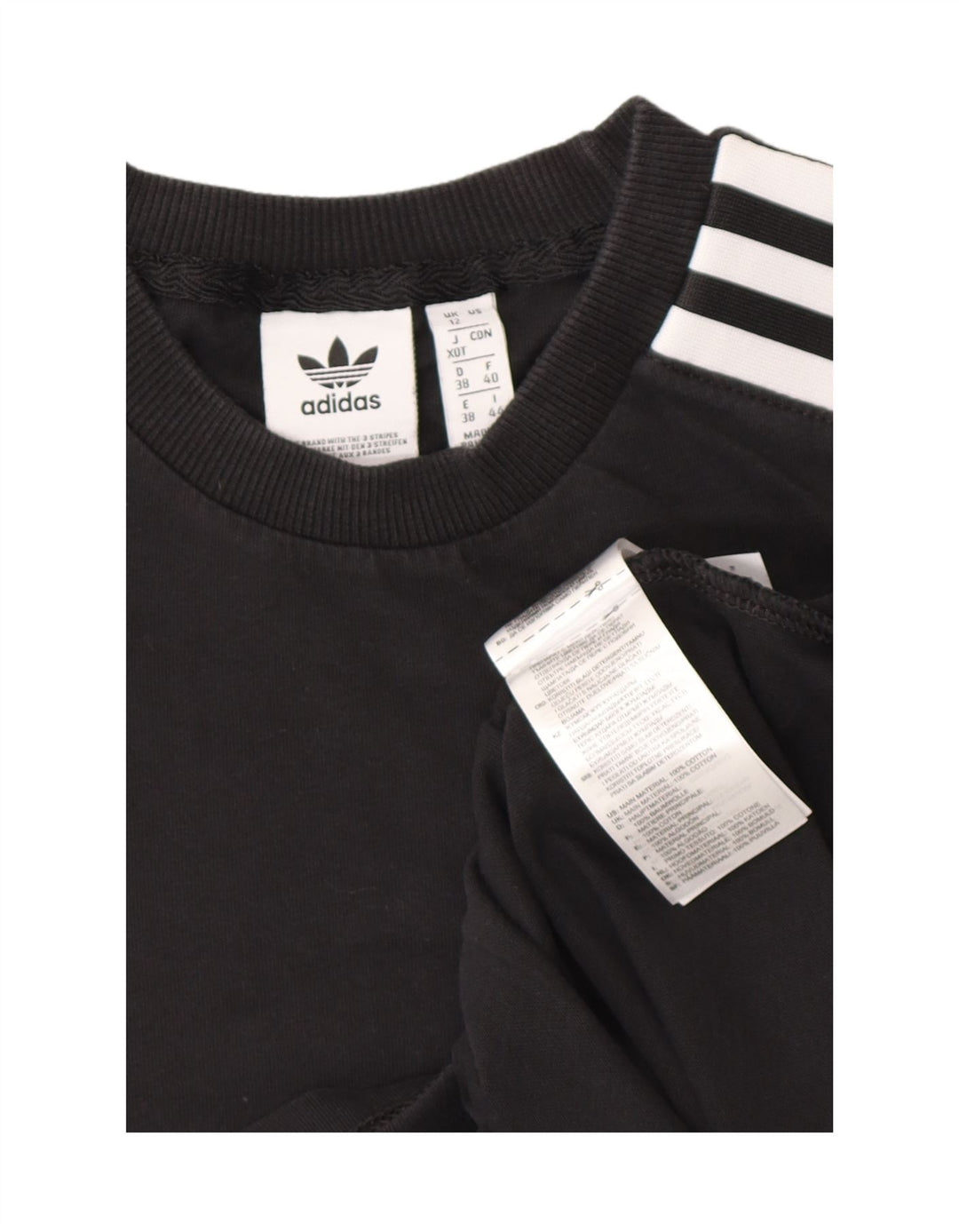 Adidas Damen T-Shirt Top UK 12 Medium Schwarz Baumwolle