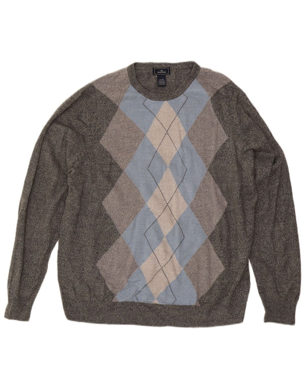 Dockers Herren-Pullover mit Rundhalsausschnitt, XL, grau, Argyle/Diamant-Acryl