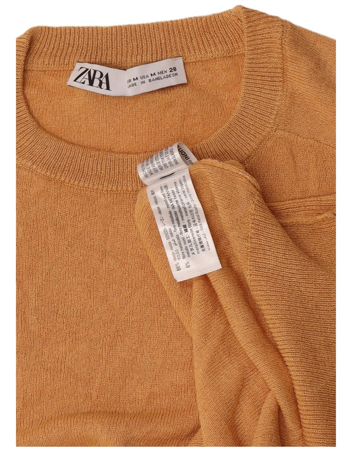 Zara Damen-Pullover mit Rundhalsausschnitt, UK 12, mittelorange Viskose
