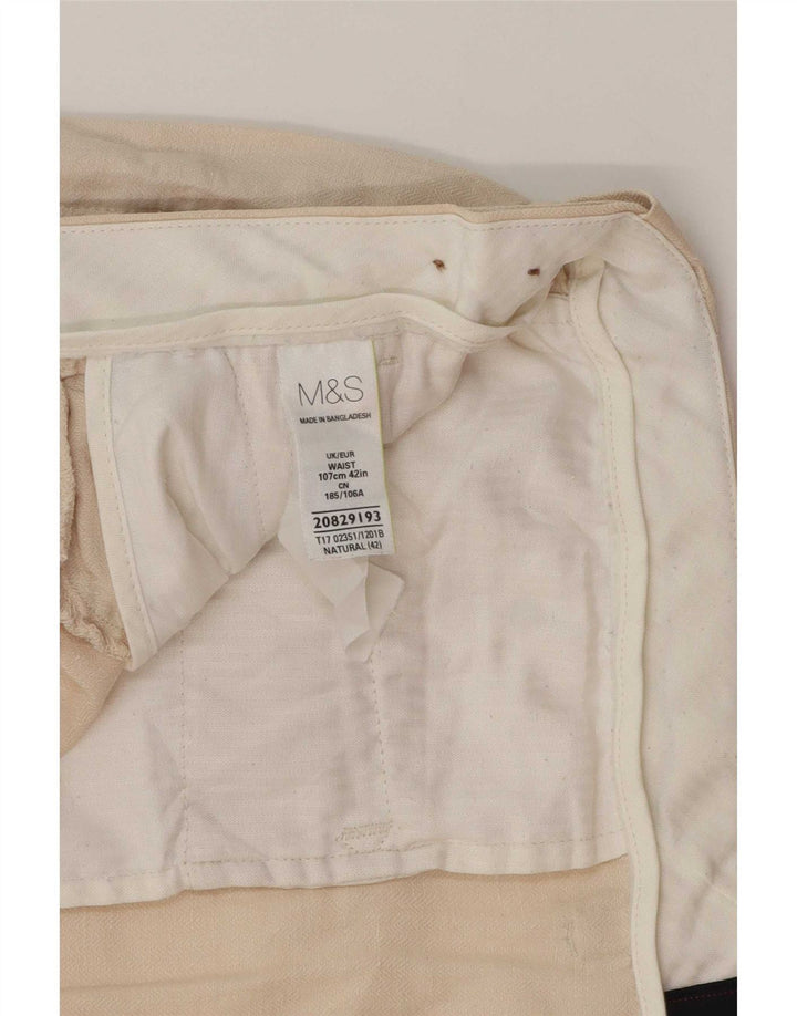 Marks & Spencer Herren Chinoshorts W42 XL Beige Leinen