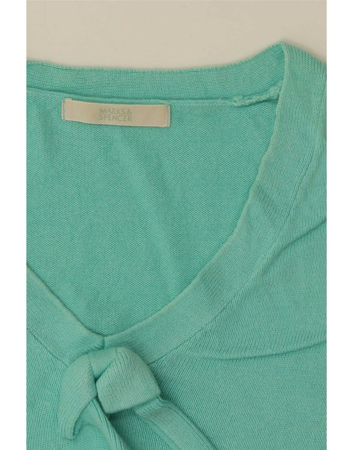 Marks & Spencer Damen Crop Pullover mit V-Ausschnitt, UK 12, Mitteltürkis