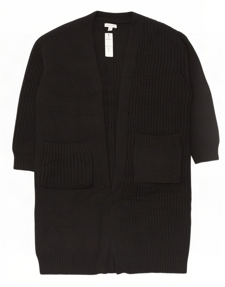 Topshop Damen-Strickjacke in Übergröße, lang geschnitten, EU 36/38, Größe S, Schwarz
