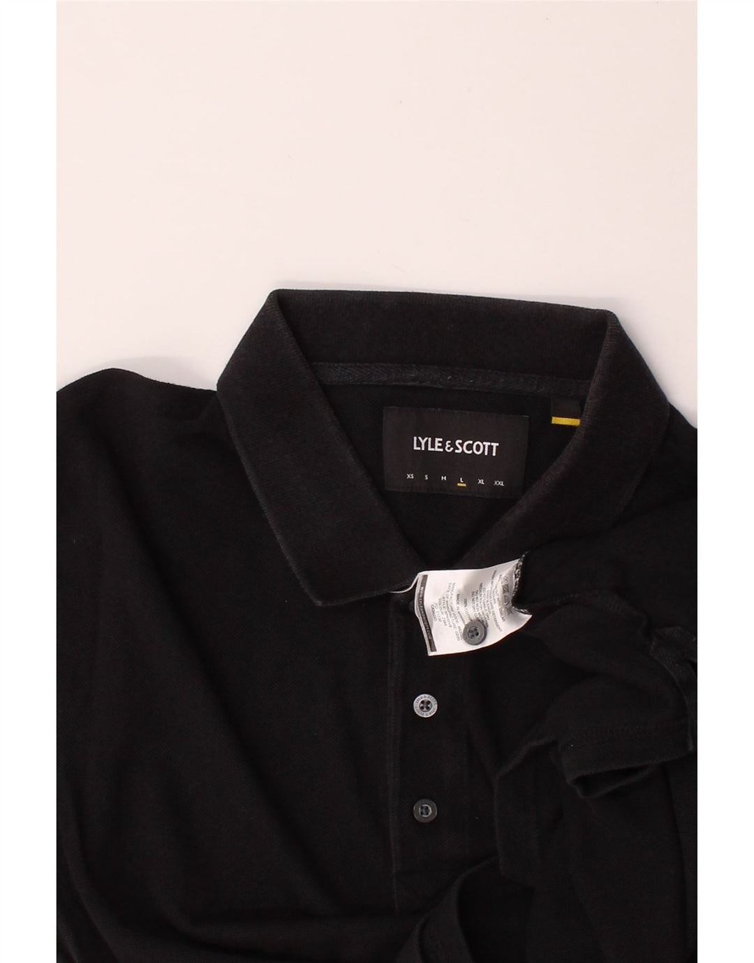 LYLE & SCOTT Mens Polo Shirt Large Black Cotton Vintage Lyle & Scott and Second-Hand Lyle & Scott from Messina Hembry 