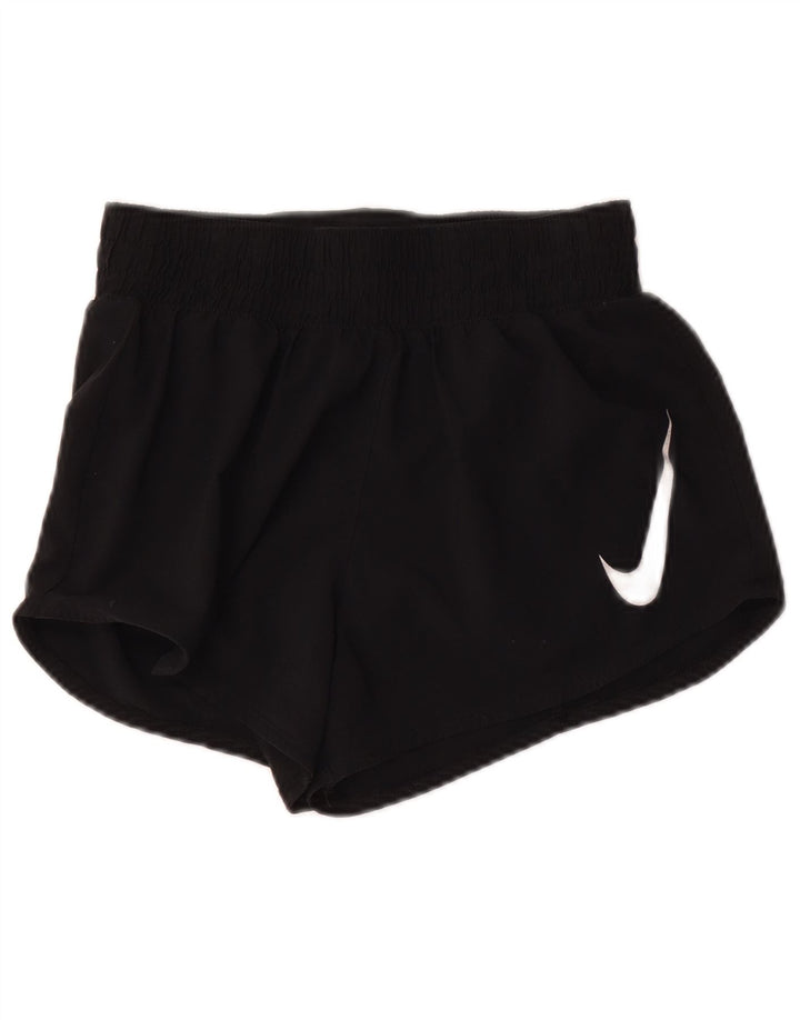 Nike Damen Graphic Sport Shorts UK 10 Small Schwarz Polyester
