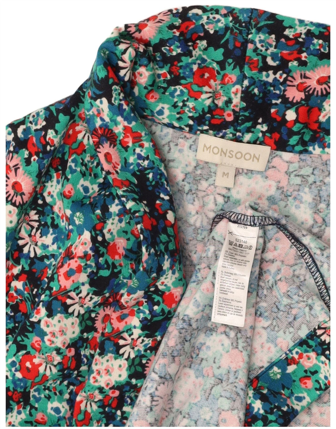 MONSOON Offene Damen-Blazerjacke, Größe M, mehrfarbig, Blumenmuster, UK 14