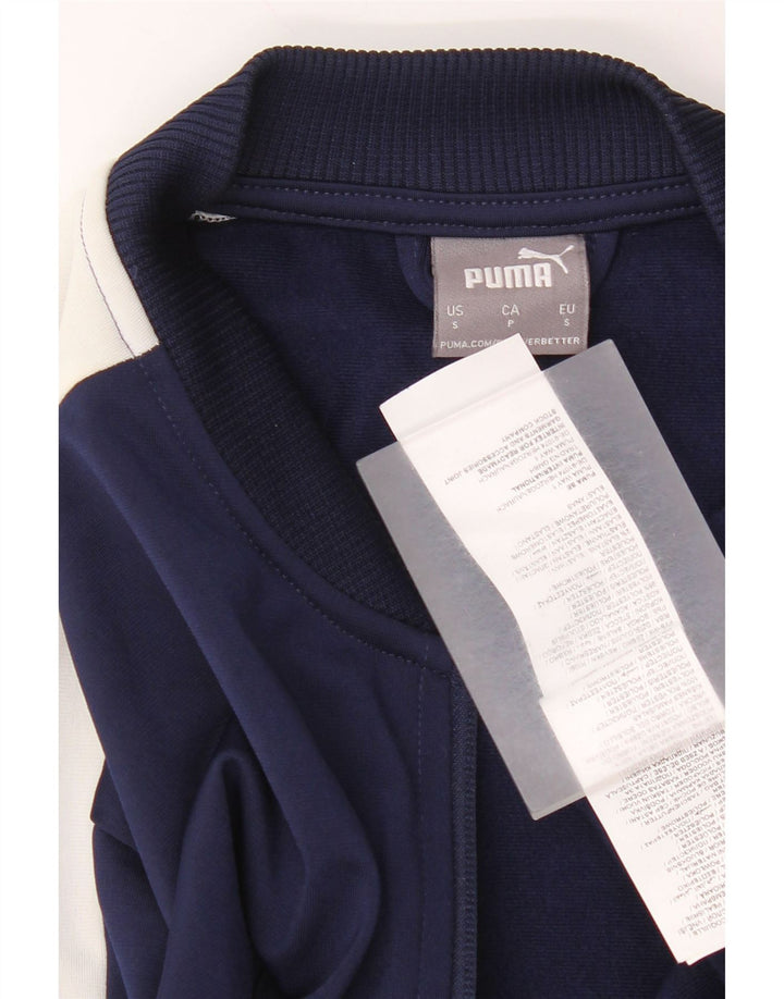 Puma Herren-Trainingsanzug-Top-Jacke, klein, marineblaues Farbblock-Polyester