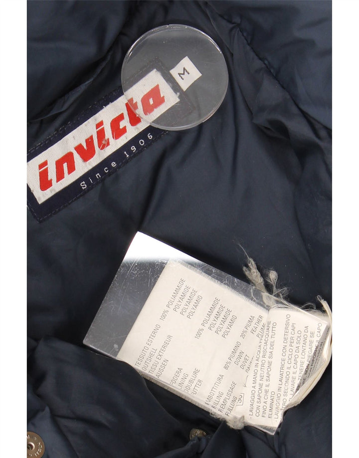 INVICTA Mens Hooded Padded Jacket UK 38 Medium Navy Blue Polyamide Vintage Invicta and Second-Hand Invicta from Messina Hembry 