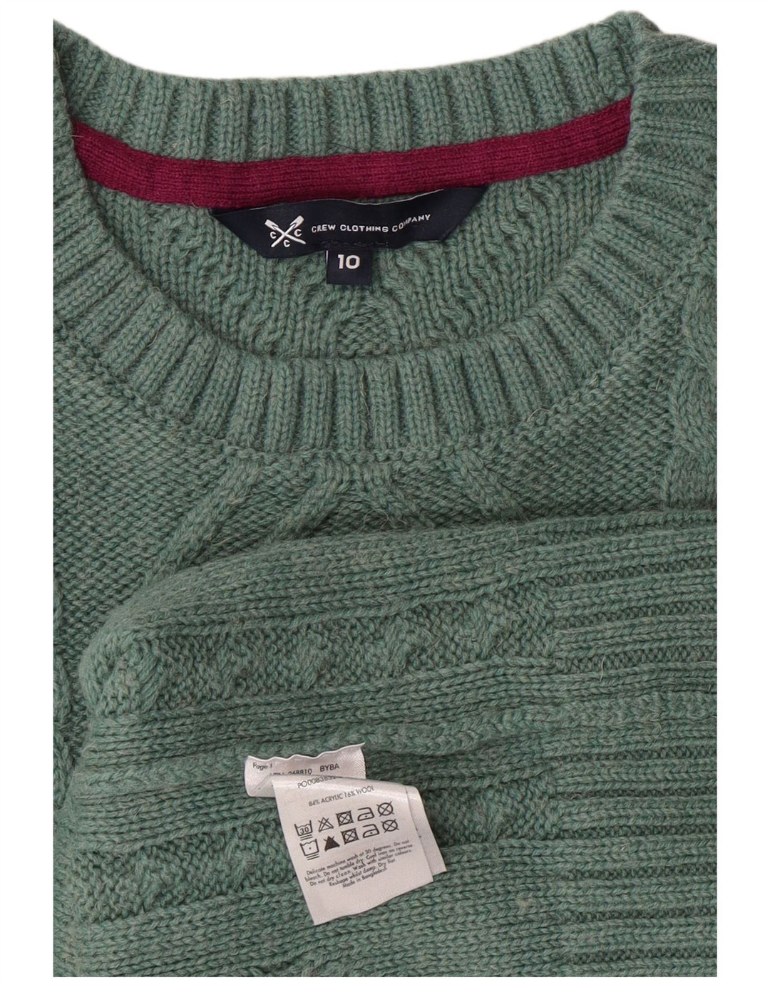 CREW CLOTHING Damen-Pullover, übergroß, Rundhalsausschnitt, Gr. 10, Größe S, Grün