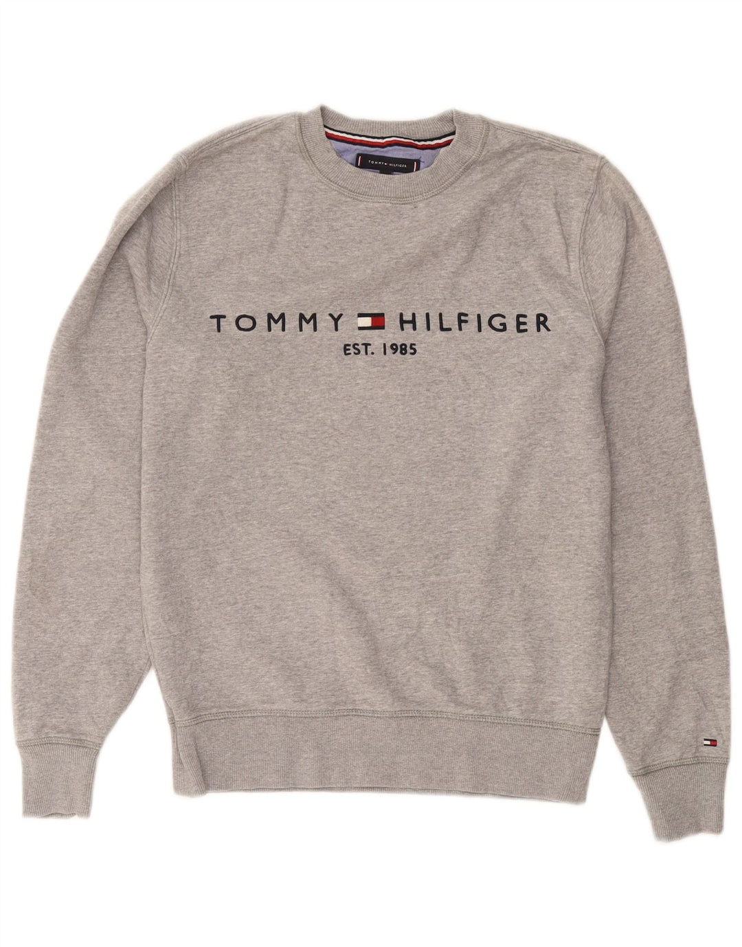 Tommy Hilfiger Herren-Sweatshirt mit Grafik, mittelgrau gefleckte Baumwolle