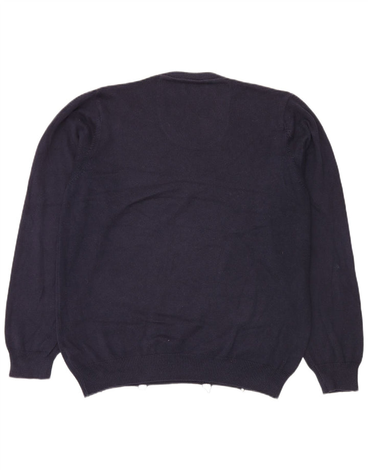 Marks & Spencer Herren-Pullover mit V-Ausschnitt, groß, marineblaue Baumwolle