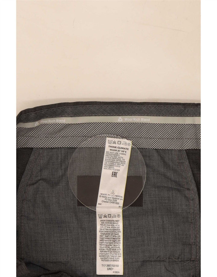 Marks & Spencer Herren-Anzughose in normaler Passform, W34, L29, graue Wolle