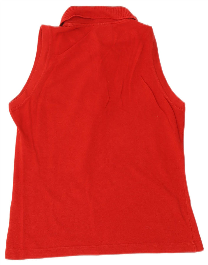 Lacoste Damen ärmelloses Poloshirt, Größe 38, mittelrote Baumwolle