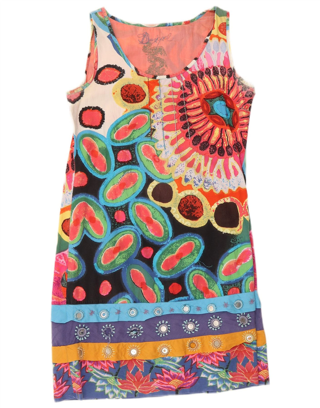 Desigual Womens Graphic Shift Dress EU 40 Mittelmehrfarbiges Blumenmuster