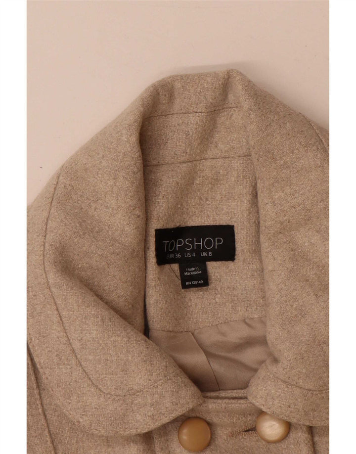 Topshop Damen Prinzessinnenmantel UK 8 Small Beige Wolle