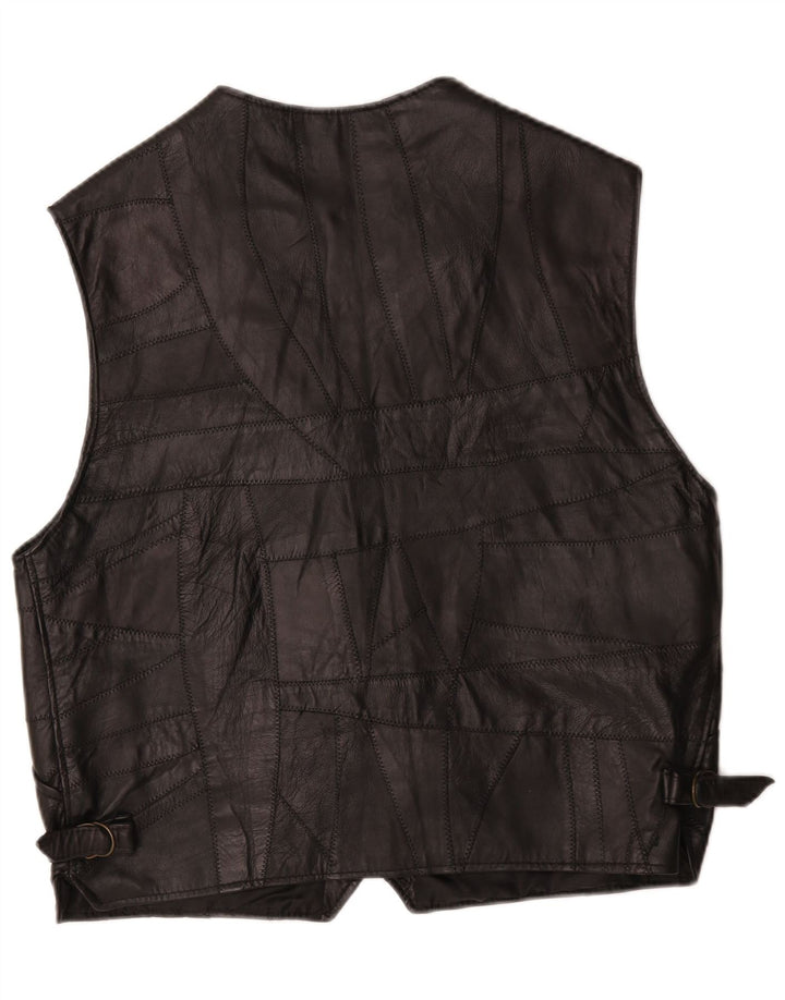 Vintage Herren Lederweste groß schwarz Patchwork