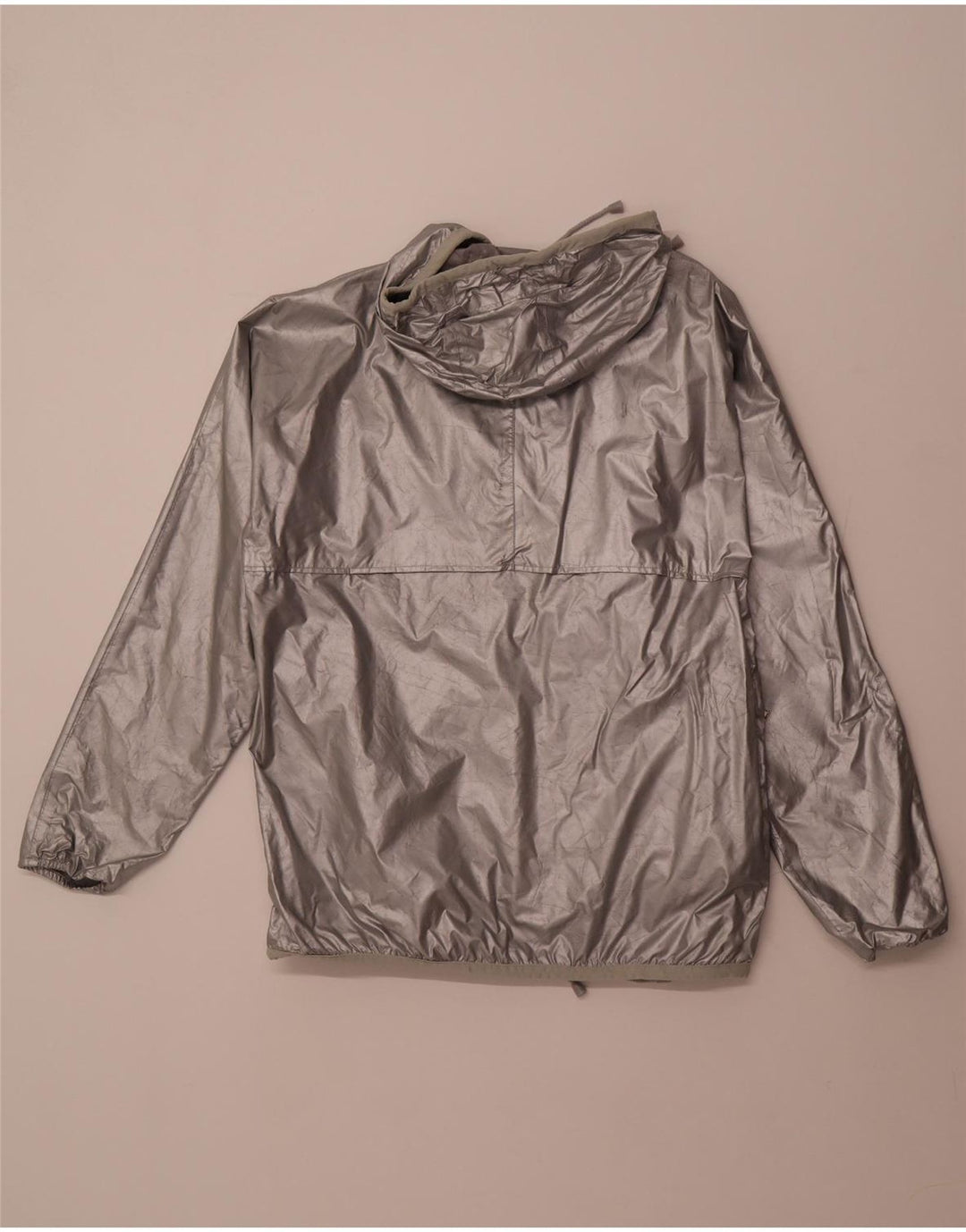 K-WAY Womens Loose Fit Hooded Rain Jacket UK 10 Small Silber Polyamid