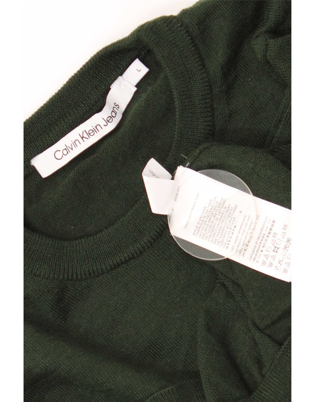 Calvin Klein Jeans Herren-Pullover mit Rundhalsausschnitt, große Khaki-Wolle