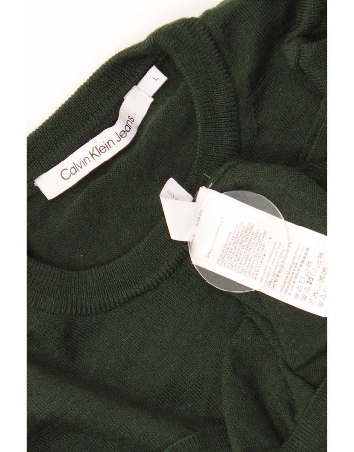 Calvin Klein Jeans Herren-Pullover mit Rundhalsausschnitt, große Khaki-Wolle
