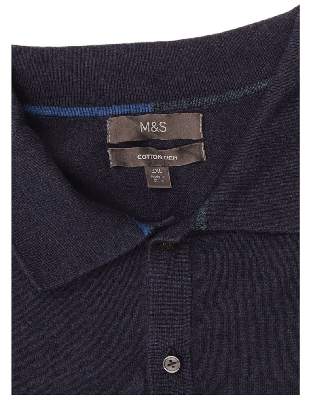 Marks & Spencer Herren-Pullover mit Rollkragen, 2XL, Marineblau, Baumwolle