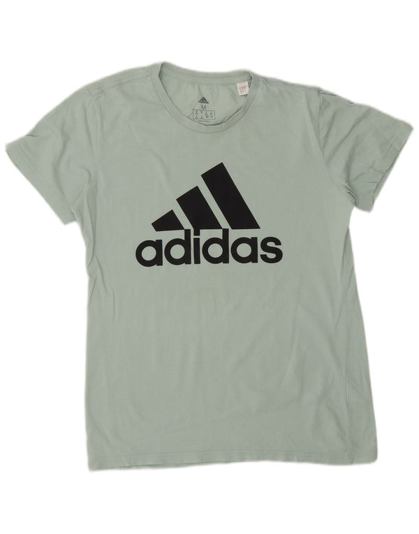 Adidas Damen Graphic T-Shirt Top UK 12/14 Mittelgrüne Baumwolle