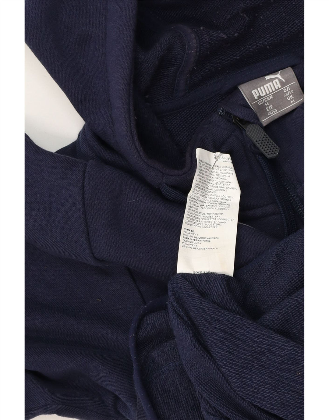Puma Herren-Kapuzenpullover mit Reißverschluss, mittelmarineblaue Baumwolle