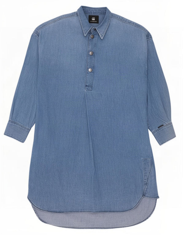 G-Star Damen Langärmliges, übergroßes Jeanskleid, UK 6, XS, Blau, Baumwolle