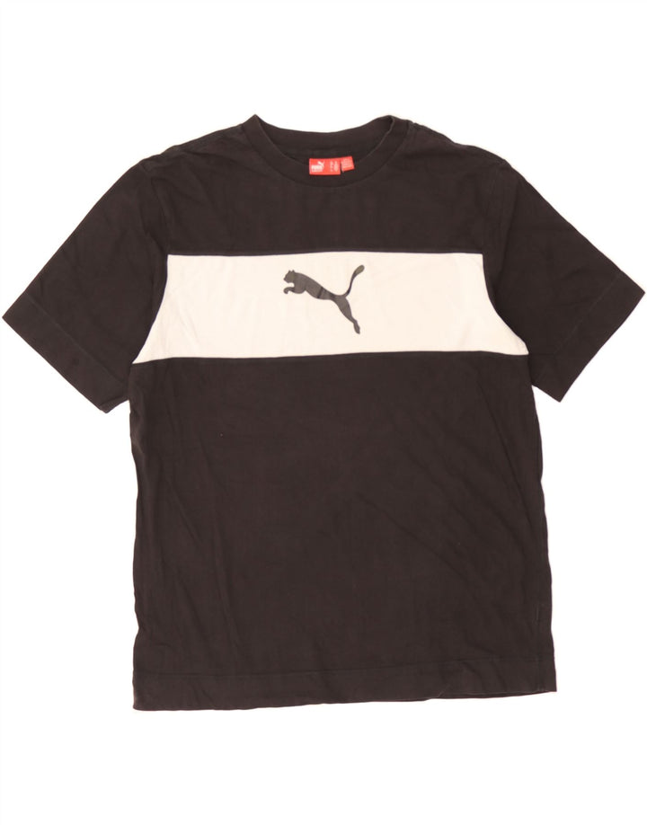 PUMA Mens Graphic T-Shirt Top Medium Black Colourblock Cotton Vintage Puma and Second-Hand Puma from Messina Hembry 