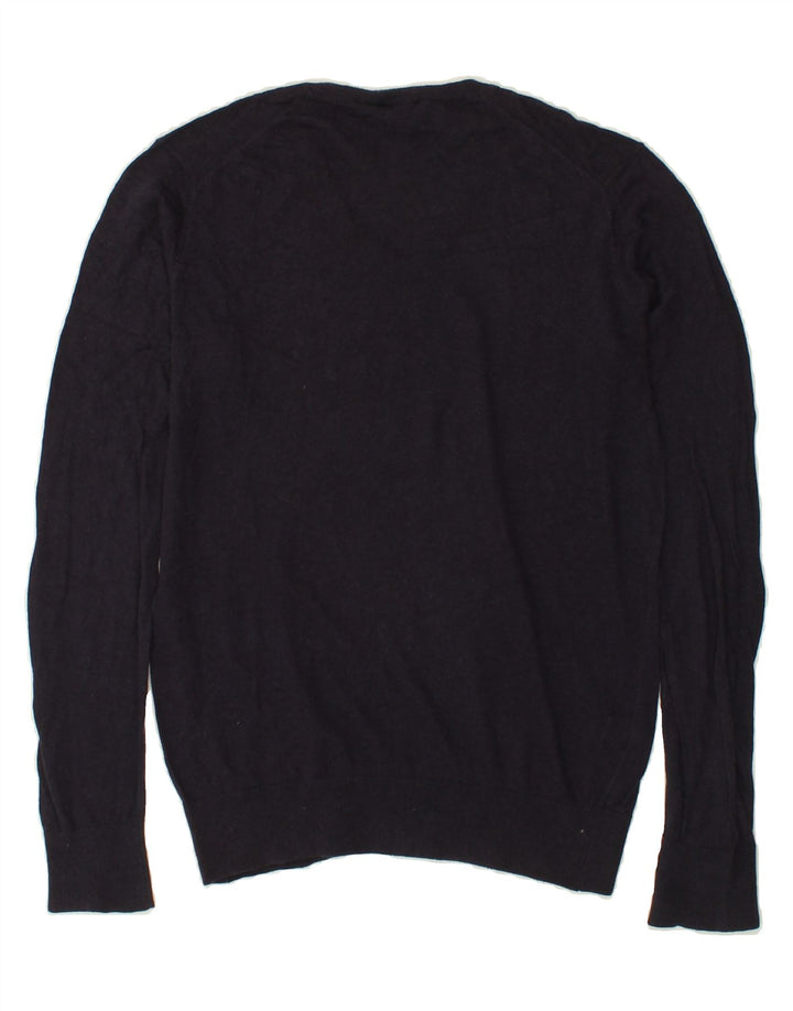 BOGGI Mens V-Neck Jumper Sweater Small Navy Blue Cotton Vintage Boggi and Second-Hand Boggi from Messina Hembry 