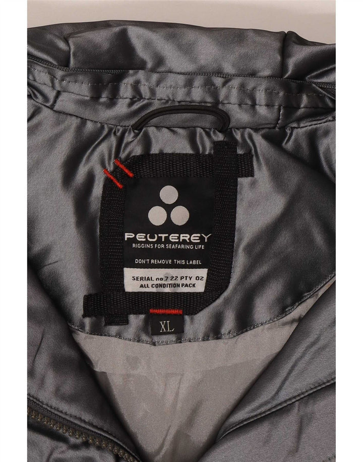 PEUTEREY Damen Windjacke mit Kapuze UK 18 XL Silber Polyester