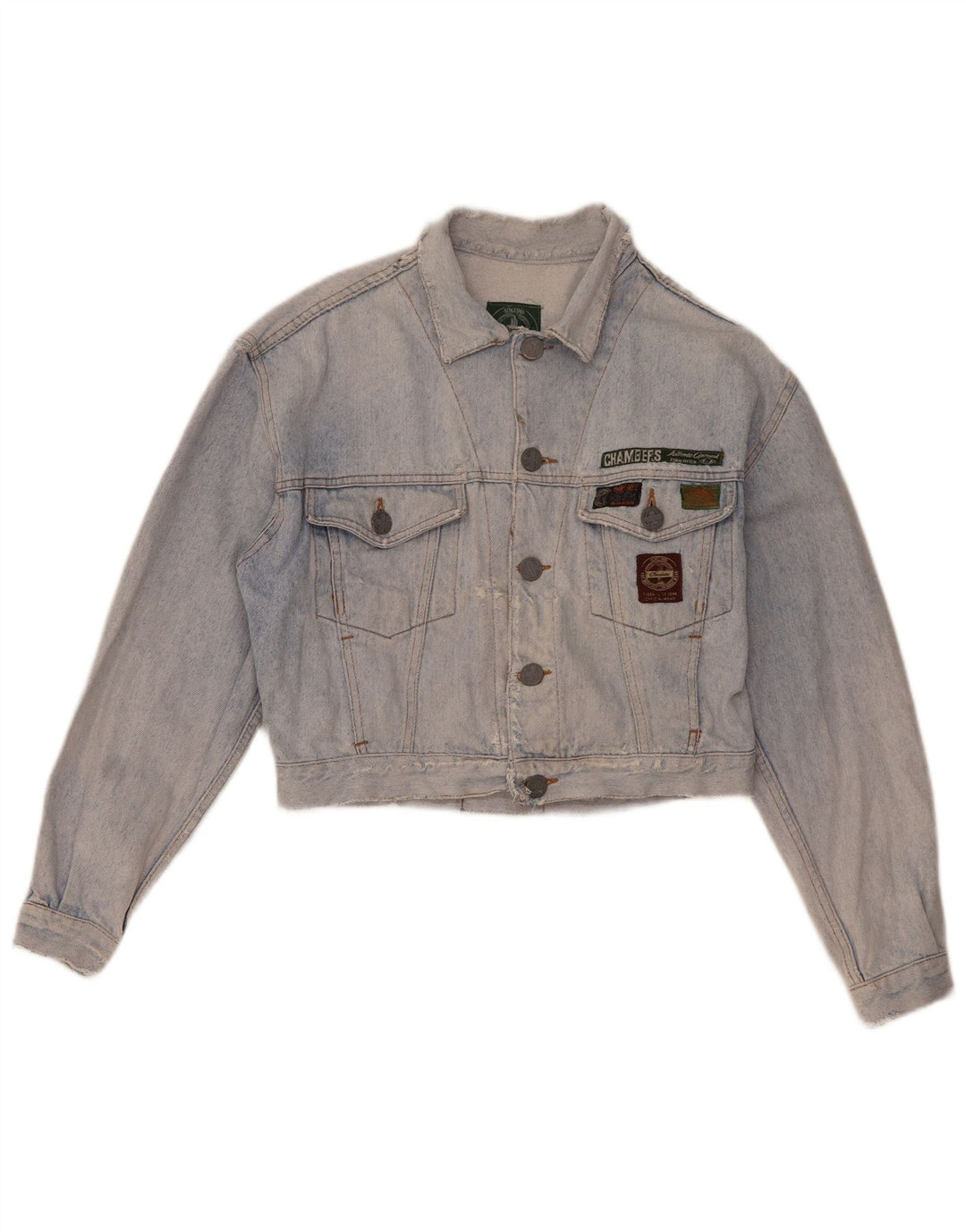 CHAMBERS Damen Crop Jeansjacke UK 16 Large Blau