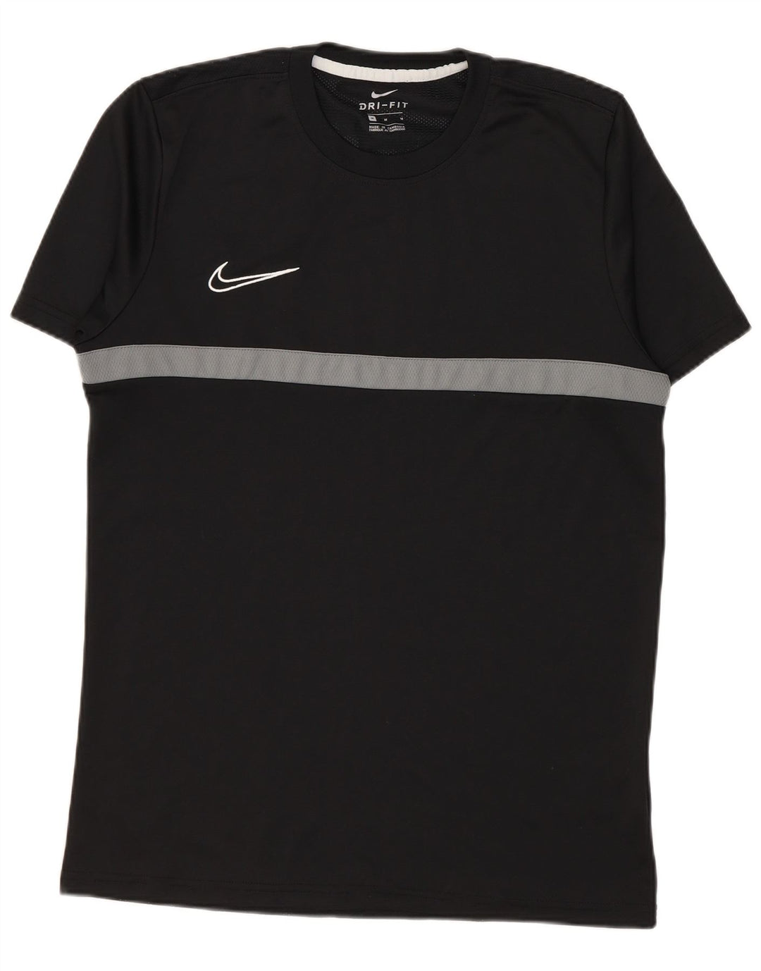 Nike Herren Dri Fit T-Shirt Top Mittelschwarzes Colourblock-Polyester
