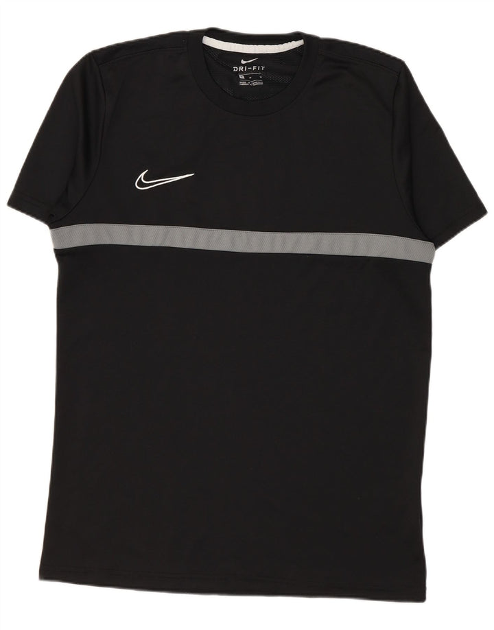 Nike Herren Dri Fit T-Shirt Top Mittelschwarzes Colourblock-Polyester