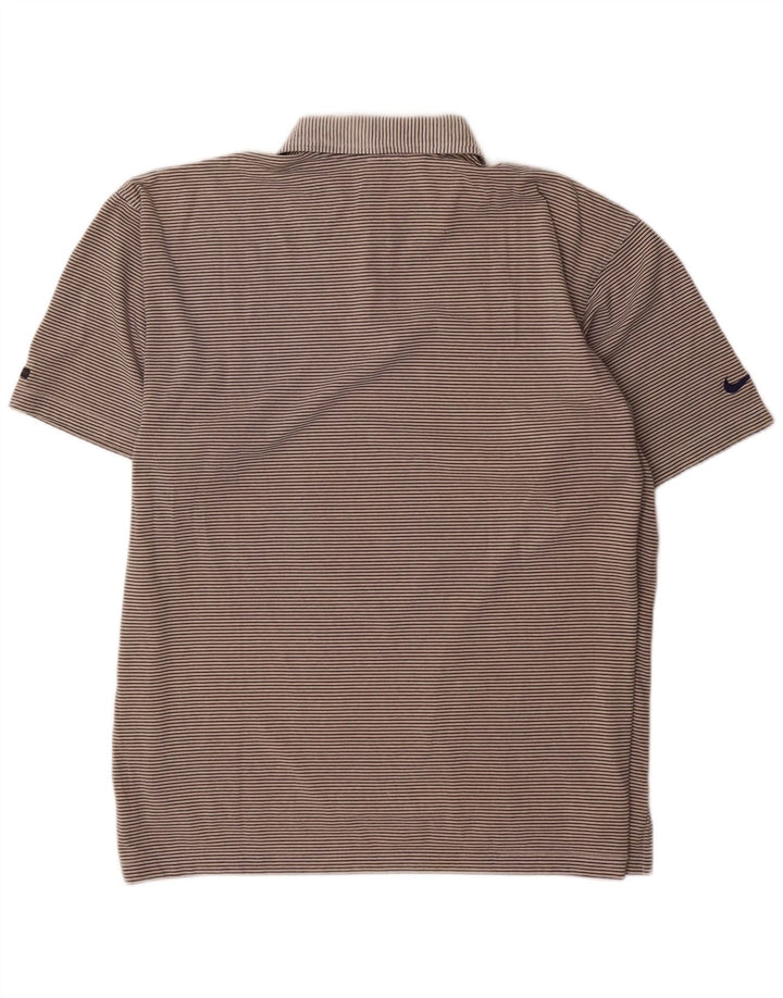 Nike Herren Poloshirt 2XL grau gestreift aus Baumwolle