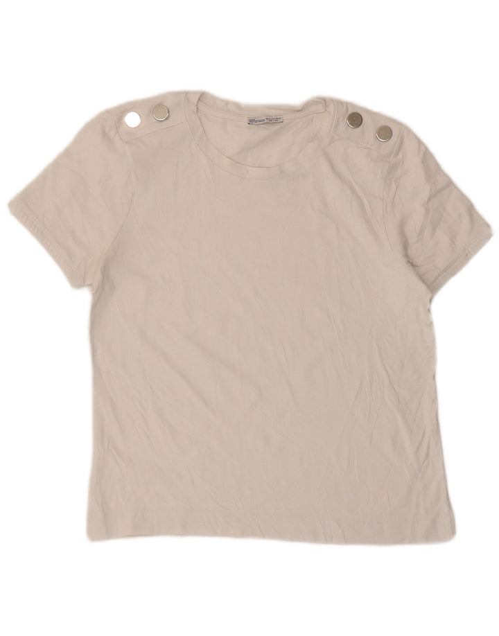 Zara Damen T-Shirt Top UK 12 Medium Weiß