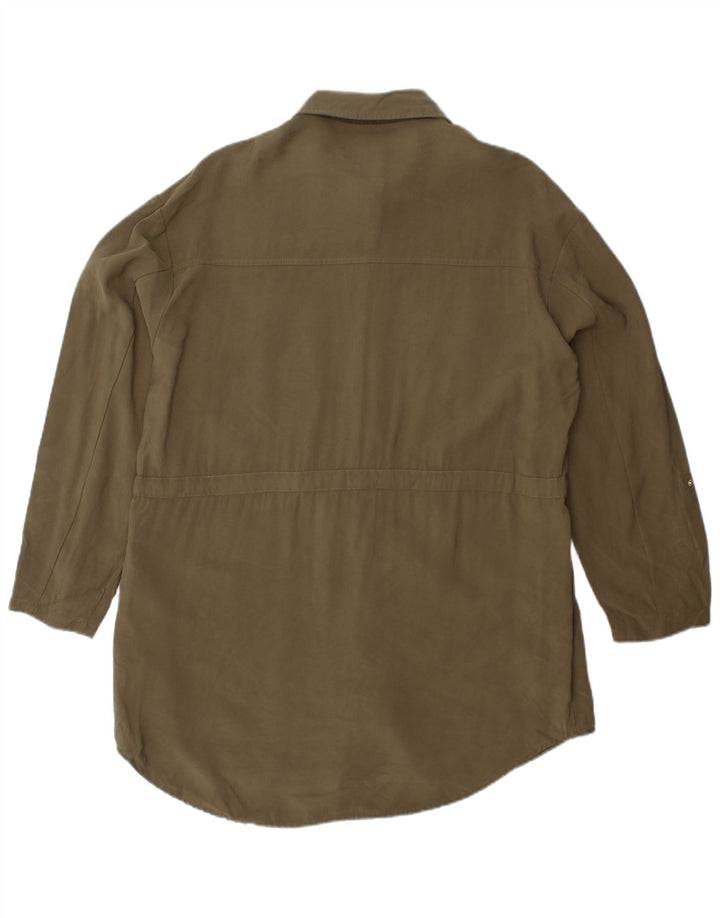 Zara Damen Hemdkleid UK 14 Medium Khaki Viscose